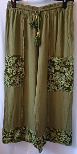 Shein green floral wide leg - green,