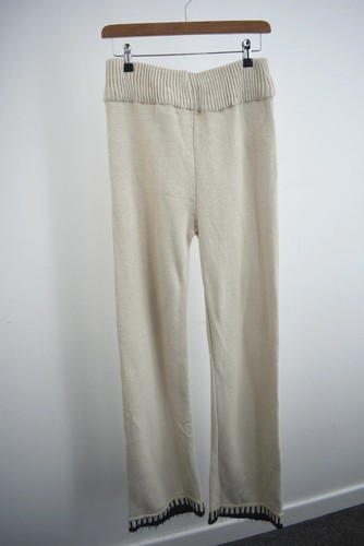 Cream chunky knit trousers - chunky,