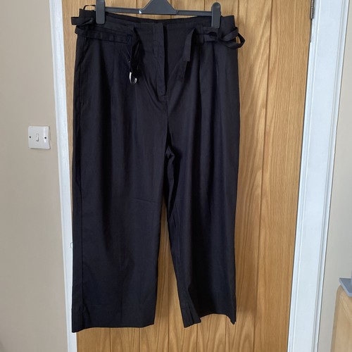 Ladies black wide hem trousers - black,